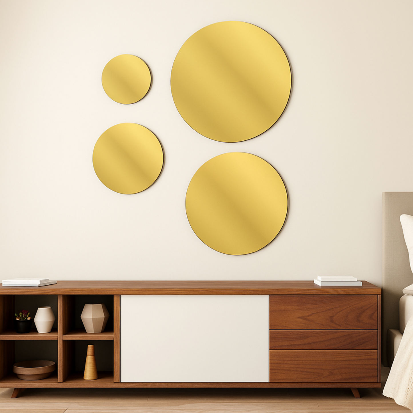 Round Mirror, Self-Adhesive Acrylic Wall Decals for Stylish Bathroom & Bedroom Reflection