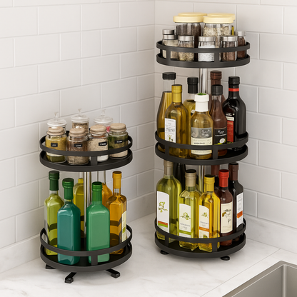 Spice Rack, 360° Rotating Countertop Organizer for Easy Access to Herbs & Kitchen Clarity
