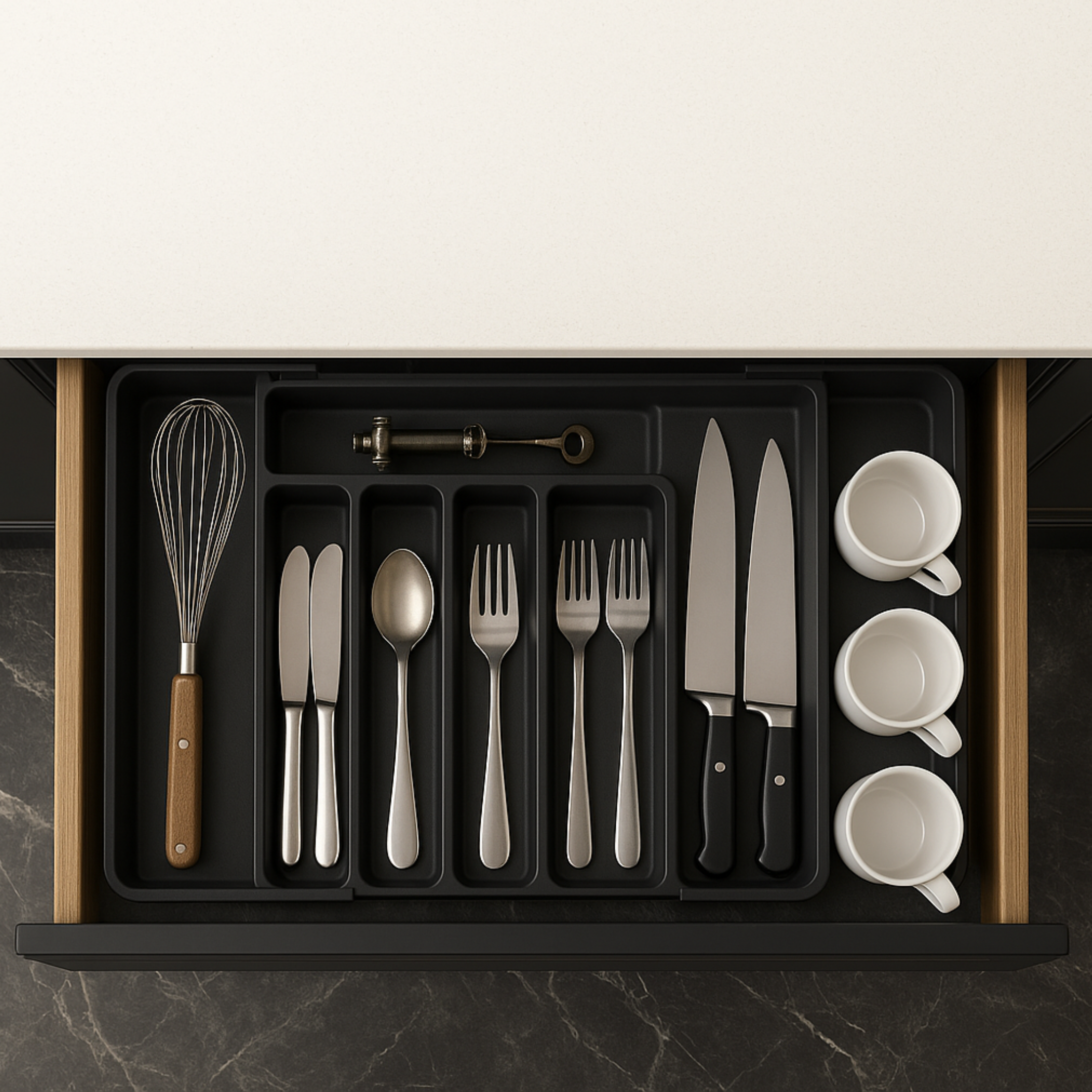 Cutlery Tray, Adjustable Flatware Organizer for a Calm & Clutter-Free Kitchen Drawer