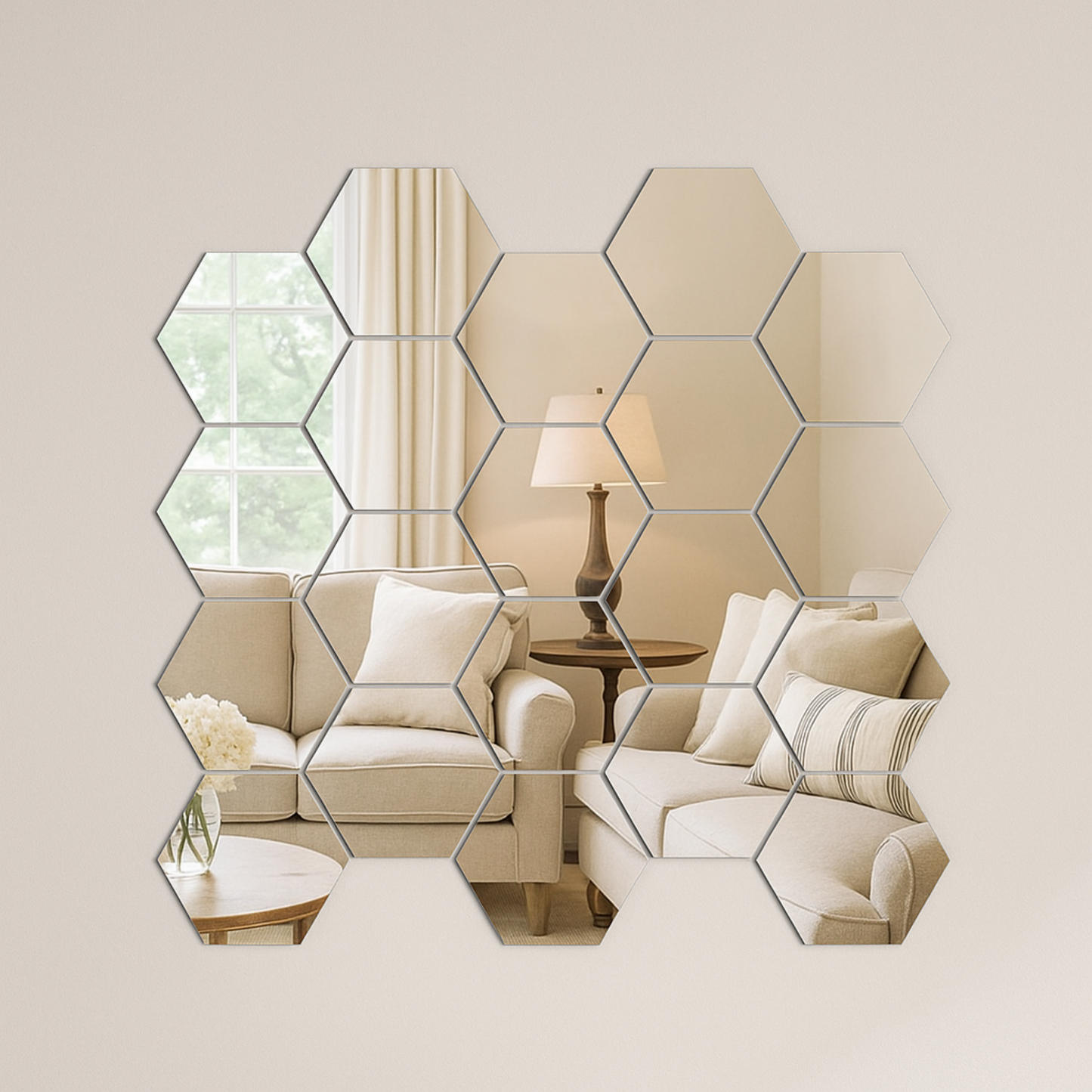 Wall Mirror, 3D Hexagon Self-Adhesive Decorative Stickers for Instant Style & Light Expansion