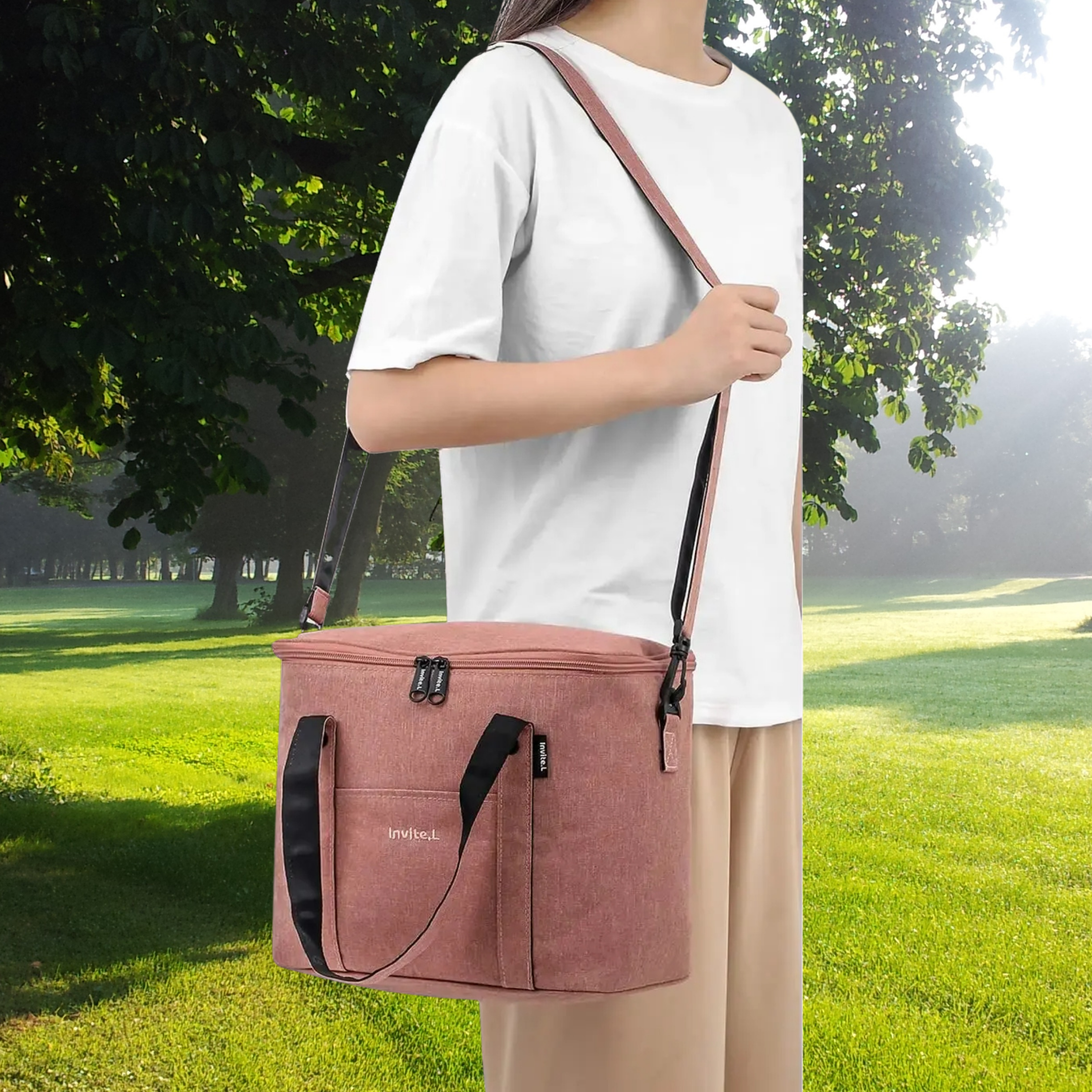 Lunch Box, Insulated Reusable Cooler Bag with Shoulder Strap for Work, Travel & Fresh Meals