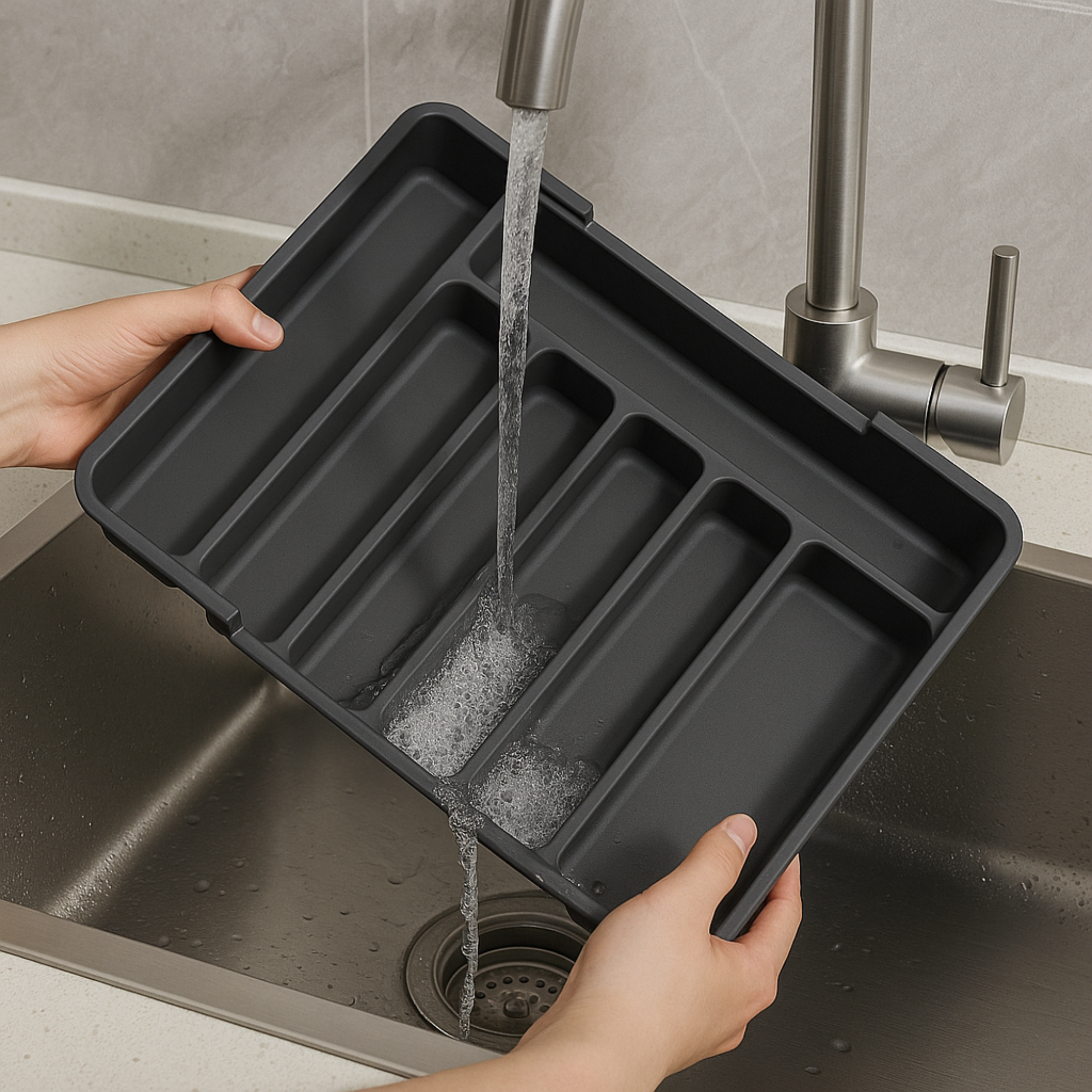 Cutlery Tray, Adjustable Flatware Organizer for a Calm & Clutter-Free Kitchen Drawer