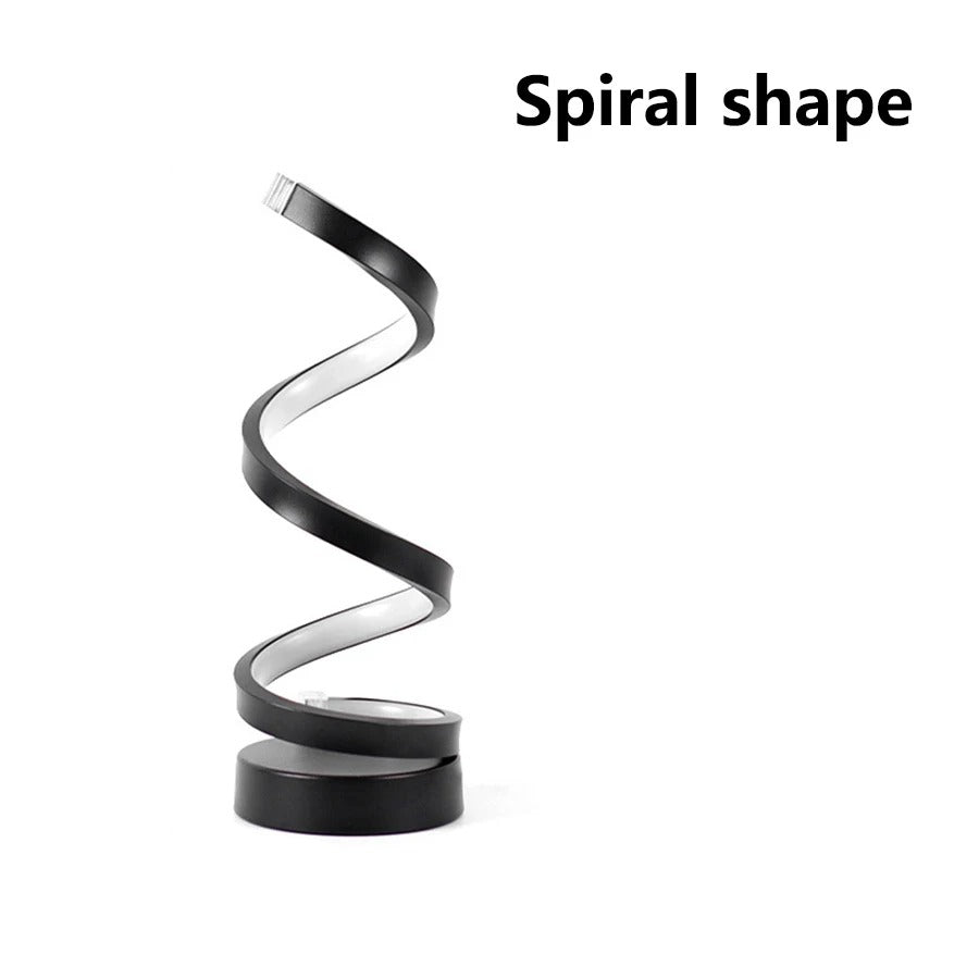 Bedside Lamp, USB Spiral LED Light with 3 Dimmable Colors for a Cozy and Modern Atmosphere