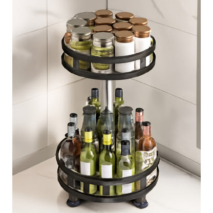 Spice Rack, 360° Rotating Countertop Organizer for Easy Access to Herbs & Kitchen Clarity