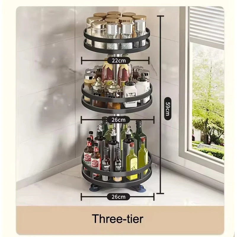 Spice Rack, 360° Rotating Countertop Organizer for Easy Access to Herbs & Kitchen Clarity