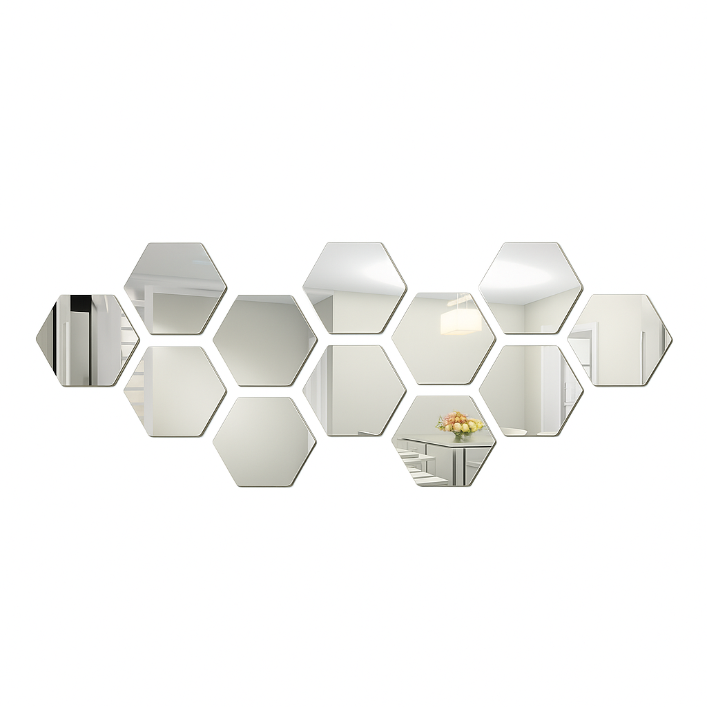 Wall Mirror, 3D Hexagon Self-Adhesive Decorative Stickers for Instant Style & Light Expansion