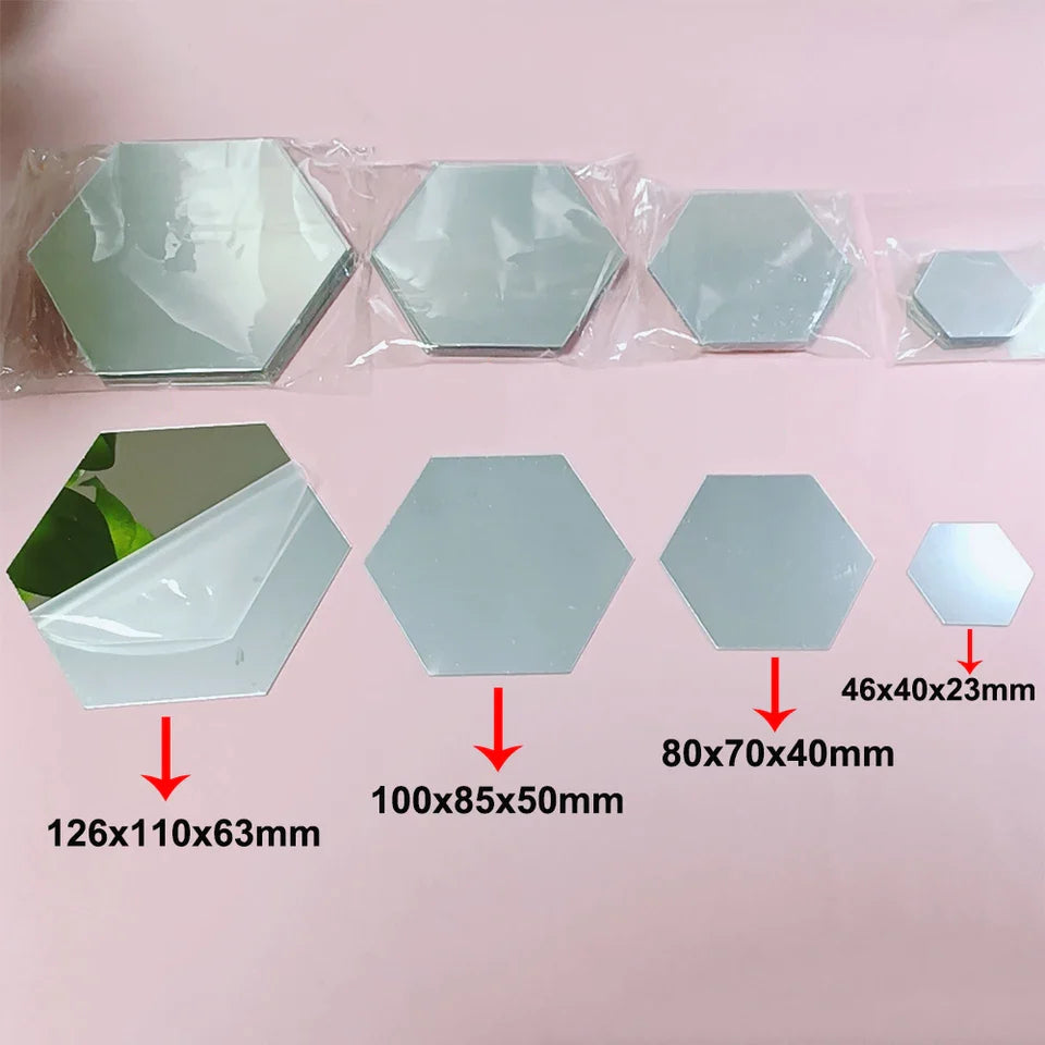 Wall Mirror, 3D Hexagon Self-Adhesive Decorative Stickers for Instant Style & Light Expansion