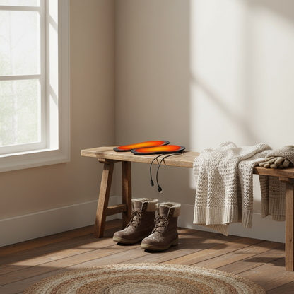 Entryway scene with heated insoles