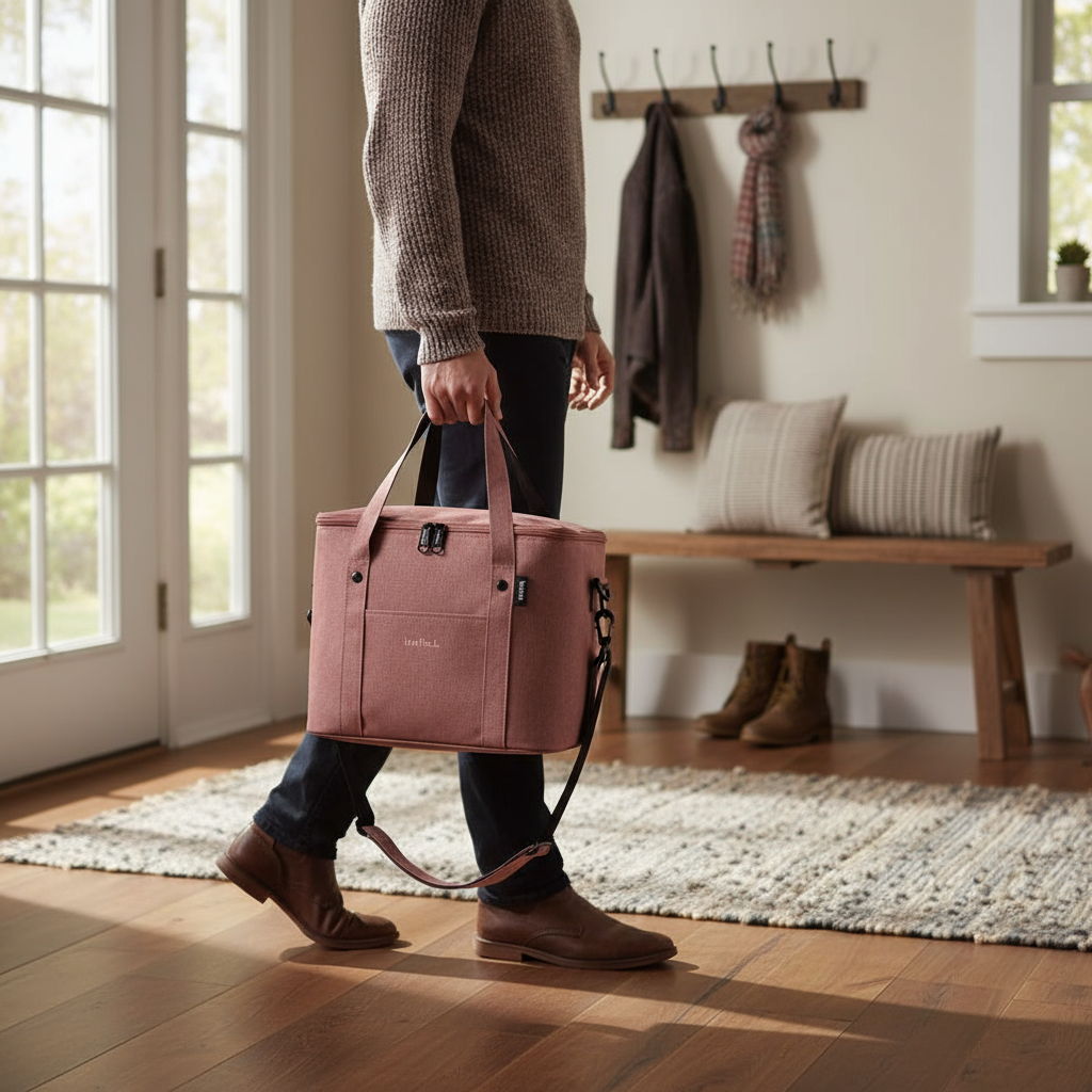 Lunch Box, Insulated Reusable Cooler Bag with Shoulder Strap for Work, Travel & Fresh Meals