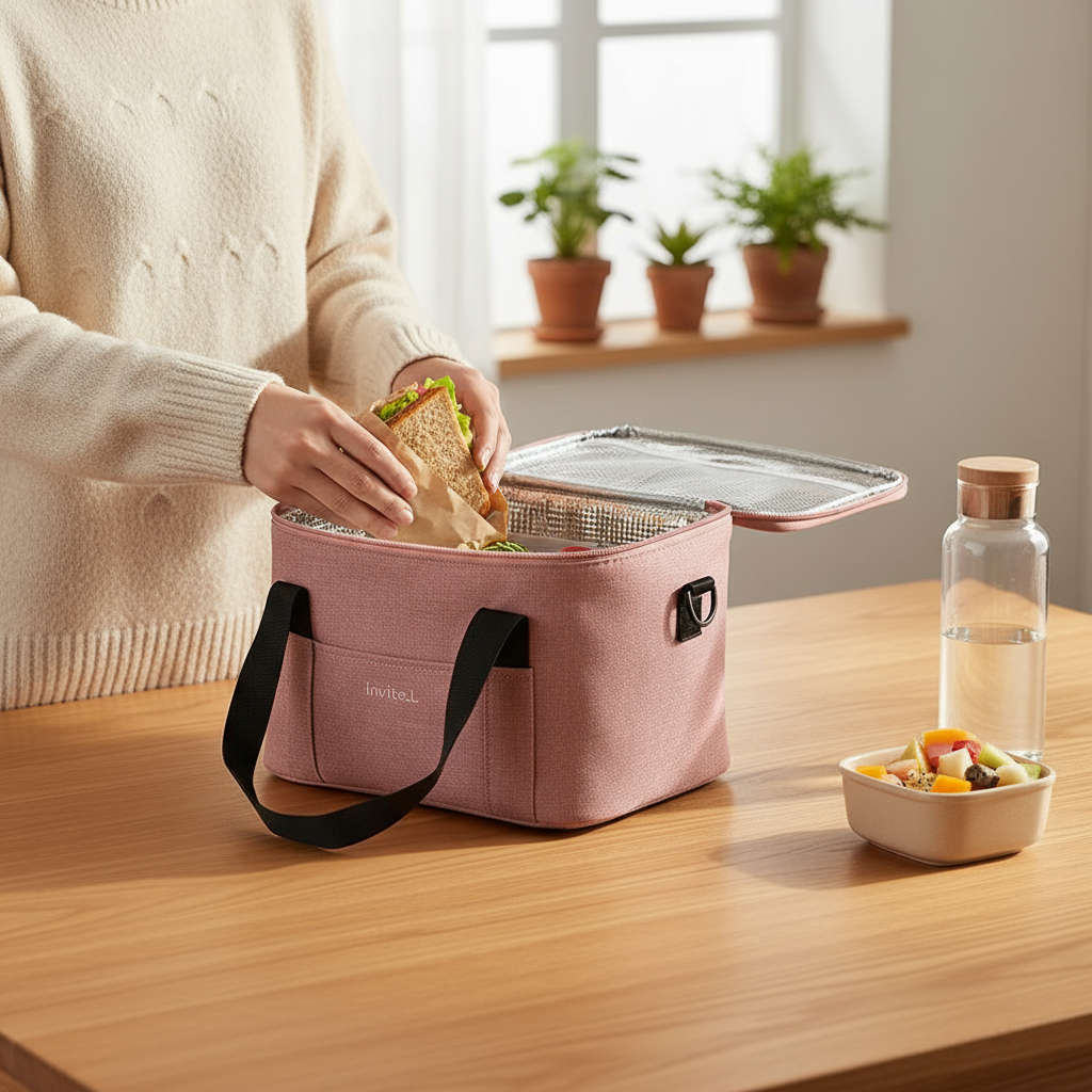 Lunch Box, Insulated Reusable Cooler Bag with Shoulder Strap for Work, Travel & Fresh Meals