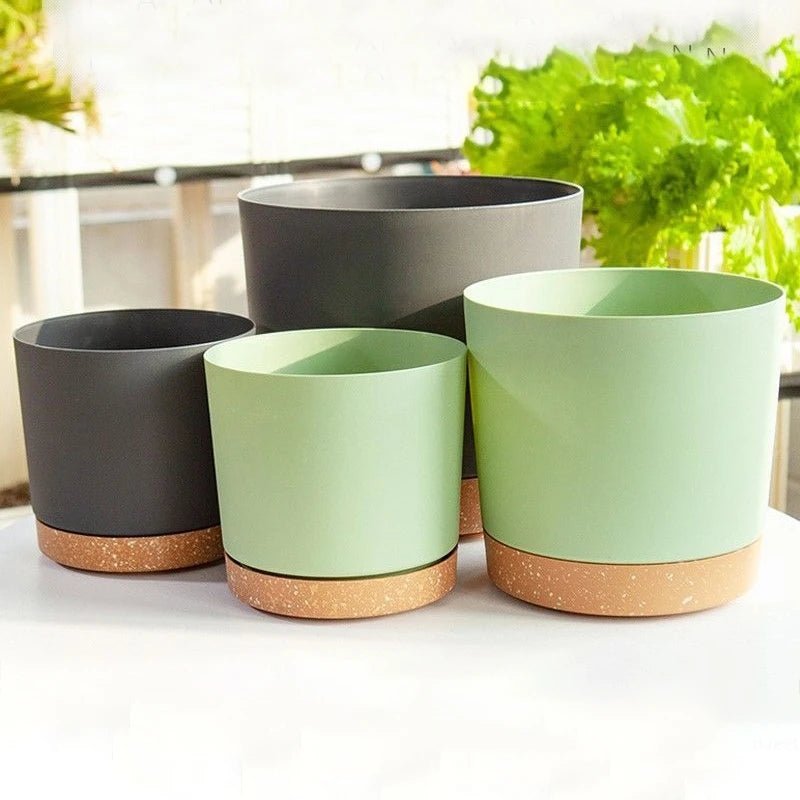 Plant Pots, Large Circular Indoor Planters with Drainage Tray for Home Decor & Healthy Plant Growth - cozy - living